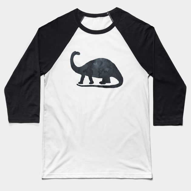 Black Dinosaur - Brontosaurus Baseball T-Shirt by TheJollyMarten